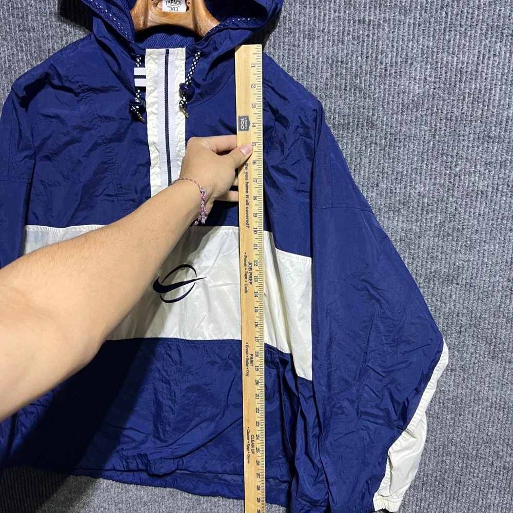 Vintage Nike Windbreaker Mens XL Blue Colorblock Anorak Hooded Pullover Jacket